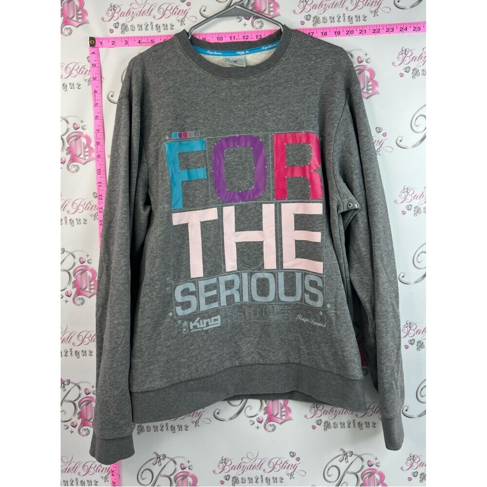 King k sweater pull over Gray 'For The Serious' Graphic Sweatshirt purple pink